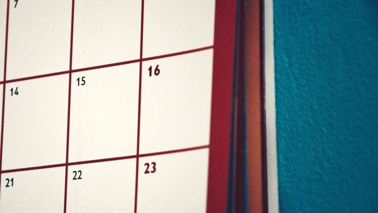 A calendar grid marked with dates