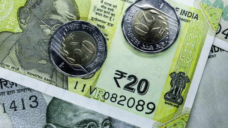 Indian rupee notes and coins